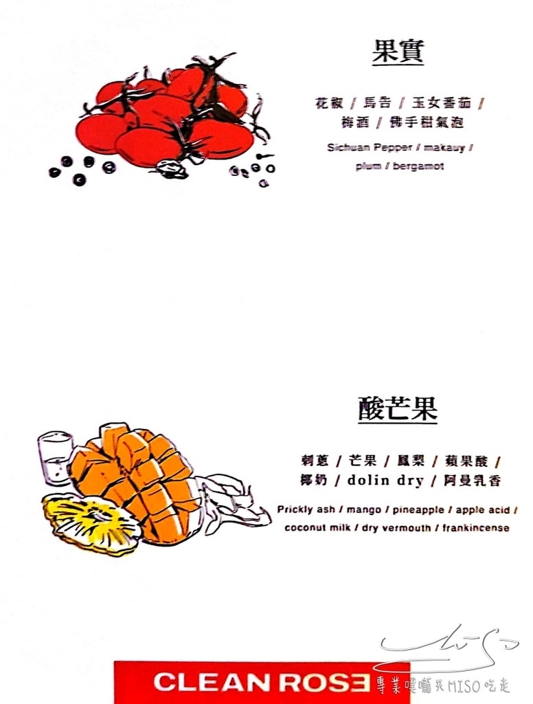 Clean Rose MENU 菜單 大直酒吧推薦 超好拍網美酒吧 台北酒吧推薦 專業噗嚨共MISO吃走 (1).jpg